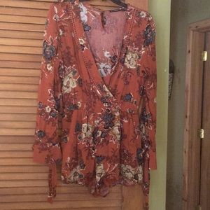 Burnt orange floral romper